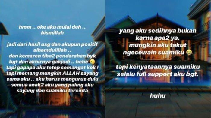 Kolase Insta Story @nathalieholscher yang mengumumkan keguguran anak pertamanya dengan Sule, Minggu (24/1/2021).