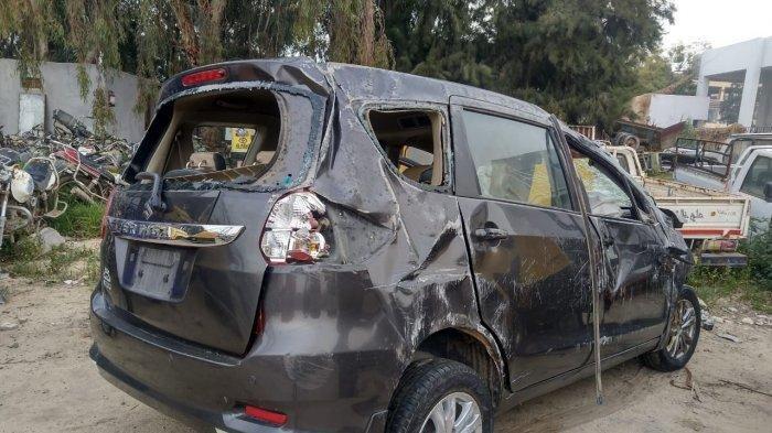 Kondisi mobil yang ditumpangi Ning Arina bersama tiga orang rekannya yang juga dari Indonesia