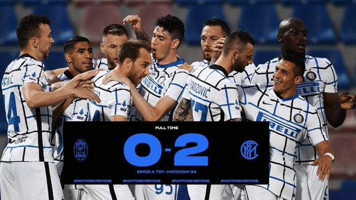 Hasil Crotone vs Inter Milan - Inter Milan menang 2-0 atas Crotone di pekan 34 Liga Italia 2020-2021 Sabtu (1/5/2021)