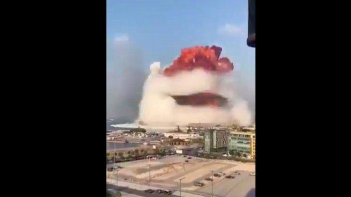 Ilustrasi ledakan di Beirut Lebanon (screenshoot)