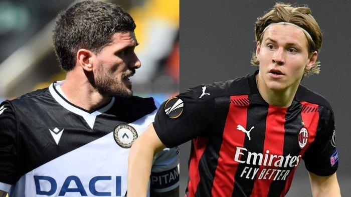 Transfer AC Milan - AC Milan siap lepas Jens Petter Hauge demi dapatkan pemain Udinese asal Argentina Rodrigo De Paul (kiri)