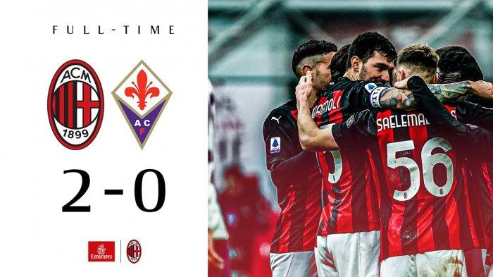 Hasil AC Milan vs Fiorentina - AC Milan memetik kemenangan 2-0 atas Fiorentina pada pekan 9 Liga Italia 2020/2021 di San Siro, Minggu (29/11/2020) malam WIB