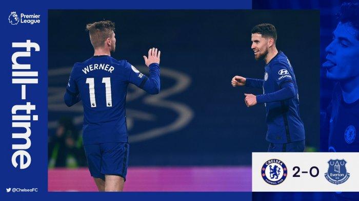 Hasil Chelsea vs Everton- Chelsea menang 2-0 atas Everton di pekan 28 Liga Inggris 2020-2021, Senin (8/3/2021) malam atau Selasa dinihari WIB berkat gol bunuh diri pemain Everton Ben Godfrey dan gol penalti Jorginho. Kedua gol terjadi karena andil Kai Havertz