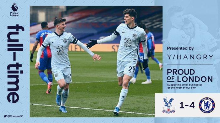 Hasil Crystal Palace vs Chelsea - Chelsea menang 4-1 atas Crystal Palace pada pekan 31 Liga Inggris 2020-2021, Sabtu (10/4/2021)