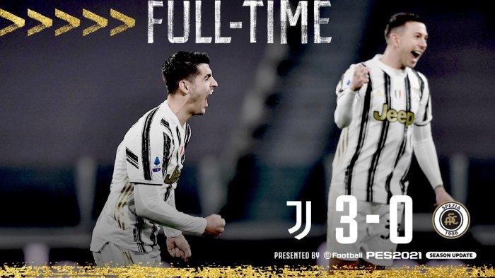 Hasil Liga Italia Juventus vs Spezia - Juventus menang telak 3-0 atas Spezia di pekan 25 Liga Italia, Selasa (2/3/2021) malam atau Rabu dinihari WIB