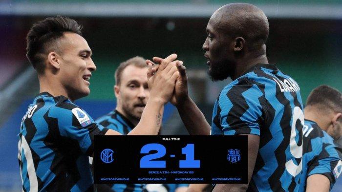 Hasil Inter Milan vs Sassuolo - Inter Milan menang 2-1 atas Sassuolo di laga tunda pekan 28 Liga Italia 2020-2021, Rabu (7/4/2021) malam atau Kamis dinihari WIB
