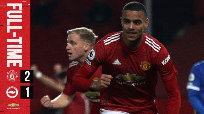 Hasil Manchester United vs Brighton & Hove Albion - Manchester United menang 2-1 atas Brighton pada pekan 30 Liga Inggris, Minggu (4/4/2021)
