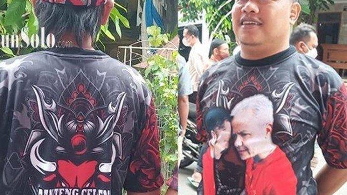 Kaus bertuliskan banteng celeng yang digunakan Kader PDIP saat kunjungan Ganjar Pranowo ke Solo, Jawa Tengah.(TRIBUNSOLO.com/AGIL TRI)