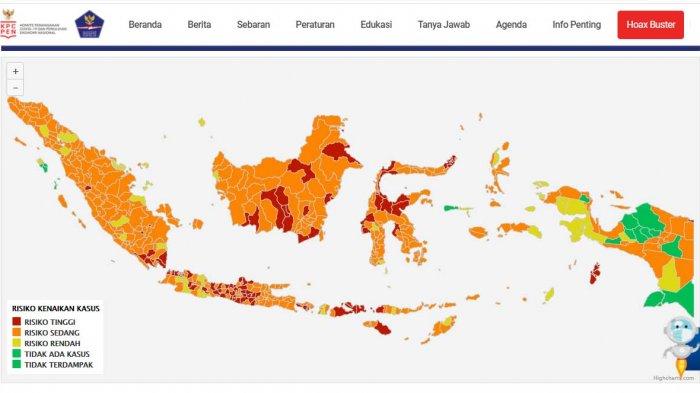 Kepri Tak Ada Risiko Tinggi Corona, Berikut Peta Zonasi Risiko 7 Kabupaten & Kota. Foto Peta Zonasi Risiko Corona di Indonesia, Minggu (24/1/2021).