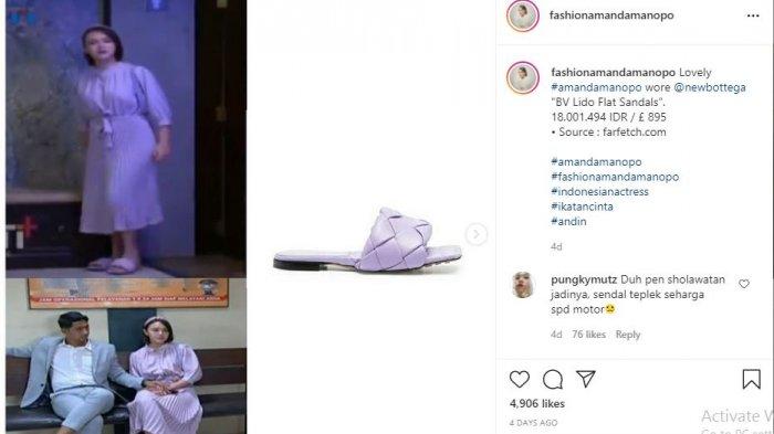 Sandal warna lilac Amanda Manopo disorot