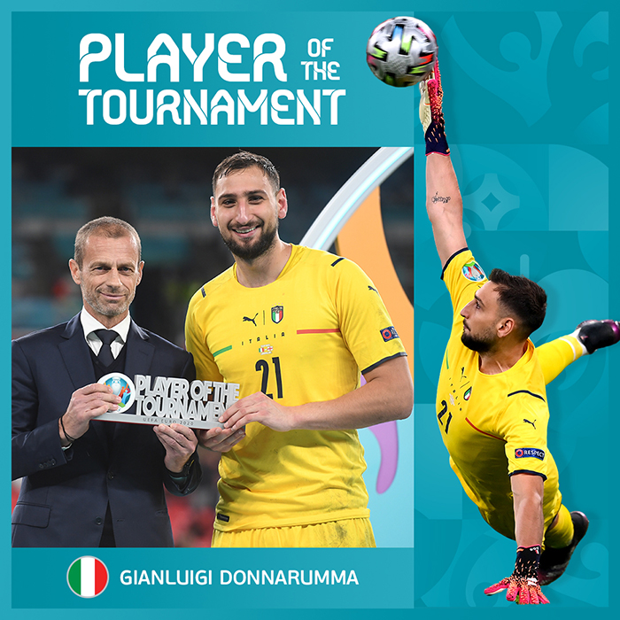 Kiper Timnas Italia Gianluigi Donnarumma pemain terbaik Piala Eropa 2020