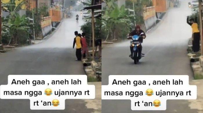 Pemuda asal Purwokerto, Jawa Tengah, Den Boy, merekam fenomena hujan yang hanya terjadi di satu RT di Desa Gunung Lurah, Kecamatan Cilongok, Purwokerto, Kabupaten Banyumas, Jawa Tengah, Rabu (5/5/2021).
