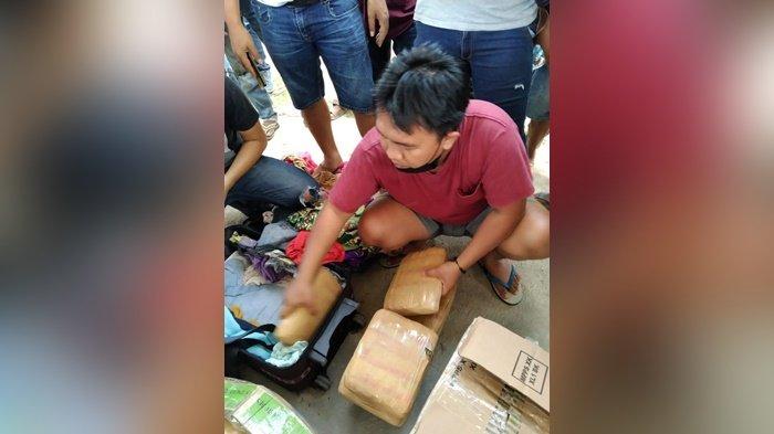 28 paket ganja seberat 28 kilogram yang berhasil diamankan di kawasan Pelabuhan Tanjung Kalian Muntok Bangka Barat Jumat (12/2/2021) yang dibawa seorang perempuan bernama Yunita asal Lampung.