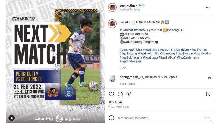 Jadwal terbaru Persikutim Vs Belitong FC.