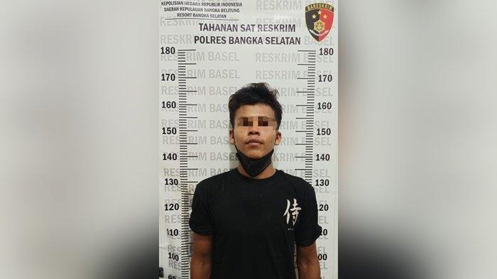 Satreskrim Polres Bangka Selatan diduga pelaku pencabulan bocah perempuan berusia 4 tahun di Kabupaten Bangka Selatan, Selasa (15/3/2022)