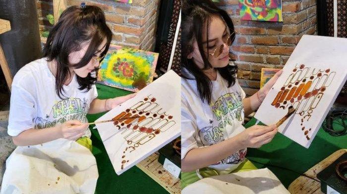 Ayu Ting Ting mencoba belajar membatik