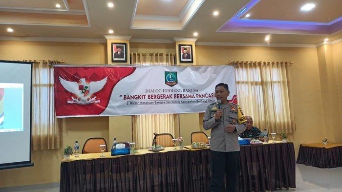 Bupati Belitung Timur, Burhanudin bersama Wakapolres Beltim, Kompol Bagus Handoko, S.H menjadi narasumber di Dialog Dialog Interaktif Pemda Beltim, Bangkit Bergerak Bersama Pancasila, di Hotel Oasis, Jalan Raya Gantung, Manggar, Belitung Timur, Senin (3/10/2022)