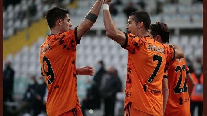 Alvaro Morata dan Cristiano Ronaldo menjadi aktor kemenangan Juventus atas Ferencvaros dalam laga Grup G Liga Champions, 4 November 2020.