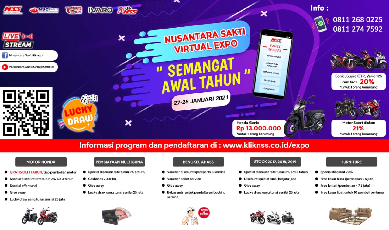 PT Nusantara Surya Sakti akan mengadakan virtual expo pertama di tahun 2021 yang dilaksanakan pada tanggal 27-28 januari 2021- NSS virtual expo semangat awal tahun (Rabu, 26/01/2021)
