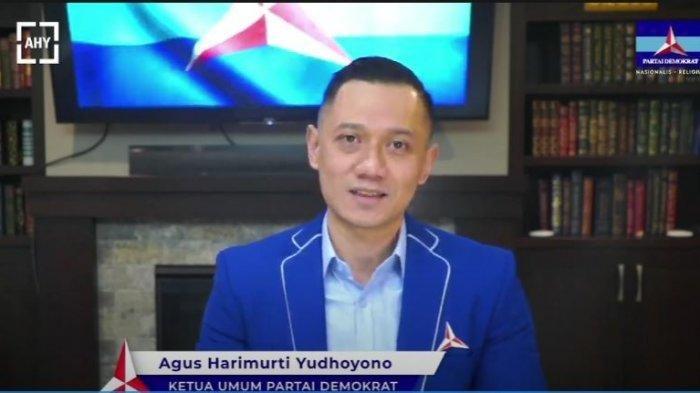 Ketua umum Partai Demokrat AHY dalam konferensi persnya secara virtual di YouTube Partai Demokrat, Rabu (10/11/2021).