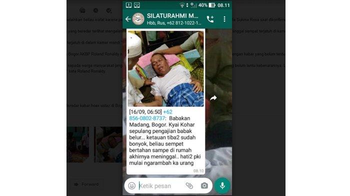 Beredar kabar hoax ustaz di Bogor meninggal dunia karena dikeroyok orang tak dikenal.