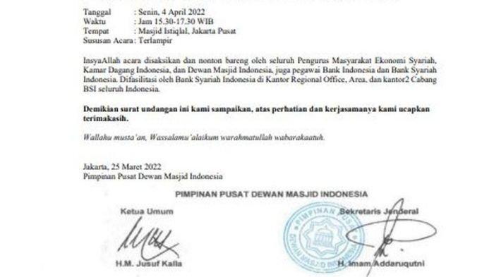 Surat yang diduga dipalsukan oleh Arief Rosyid, kini membuat dirinya dipecat sebagai pejabat Dewan Masjid Indonesia