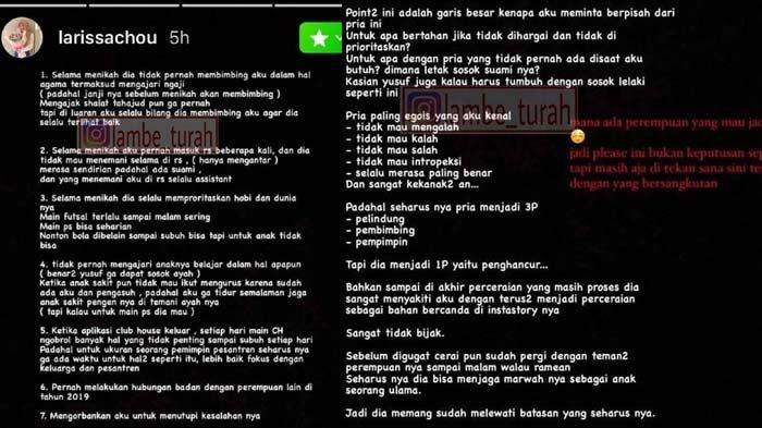 Curhat Pilu Larissa Chou Gugat Cerai Alvin, Bongkar Suami Pernah Hubungan Badan dengan Wanita Lain