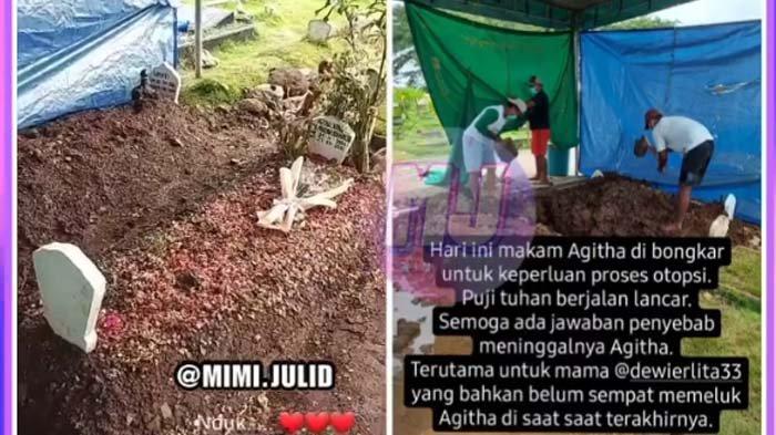 pembongkaran makam anak Erlita Dewi yang dianggap meninggal tak wajar