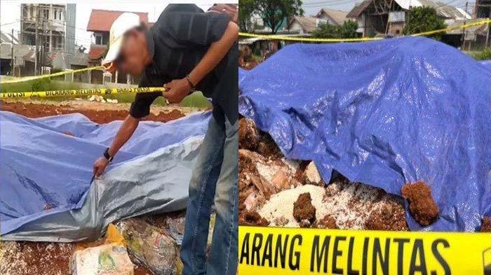 Lokasi penemuan dan kondisi beras yang ditemukan terpendam di lapangan KSU Depok. Penemuan beras bansos presiden yang tertimbun tanah di Depok jadi perbincangan