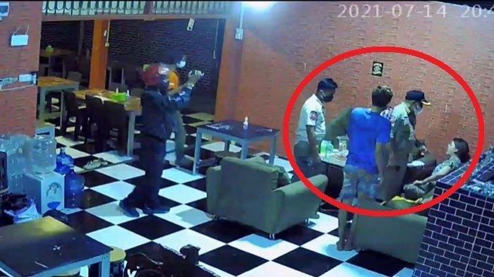 Capture video viral Oknum Satpol PP Gowa pukul ibu hamil yang merupakan pemilik warkop Warkop Ivan Riyana, Gowa, Sulawesi Selatan, 14 Juli 2021.