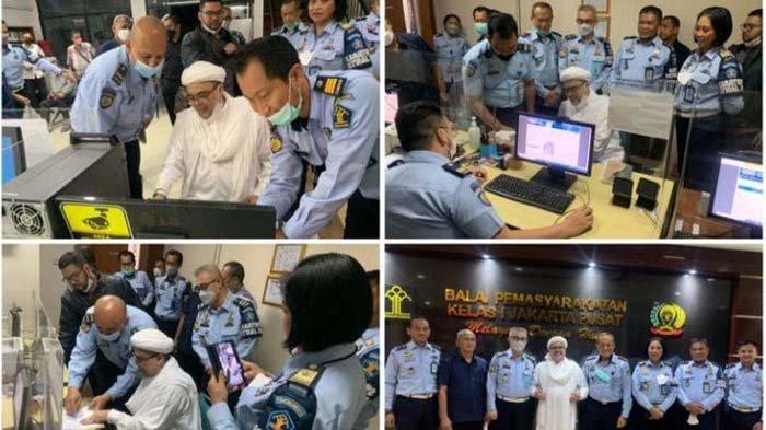 Foto-foto saat Rizieq Shihab bebas usai ditahan atas kasus kasus penyiaran berita bohong dan timbulkan keonaran terkait kasus tes usap RS Ummi, Rabu (20/7/2022)