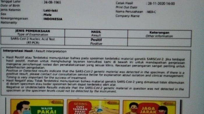 viral surat hasil swab test Habib Rizieq positif Covid-19, MER-C tegaskan hoax