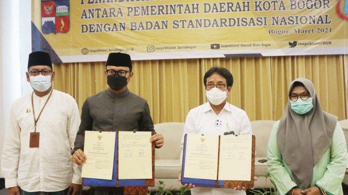 Wali Kota Bogor, Bima Arya membuka Pelatihan ISO 37001 : 2016 tentang Sistem Manajemen Anti Penyuapan Bidang Pengawasan di Sahira Hotel, Jalan Ahmad Yani, Tanah Sareal, Kota Bogor, Senin (22/3/2021).