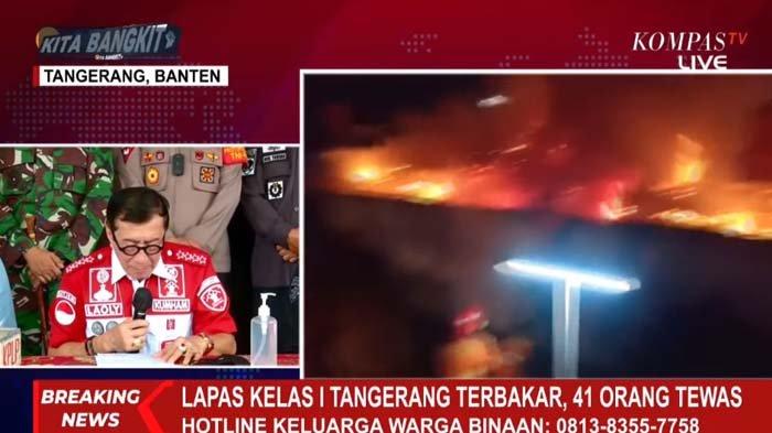 Yasonna Laoly, Menteri Hukum dan HAM menyampaikan kronologi kebakaran di lapas Tangerang, Rabu (8/9/2021)