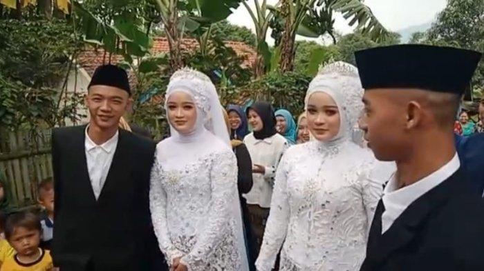 Pernikahan pasangan kembar di Sumedang yang unik ini hanya dilaksanakan dengan sederhana dan hanya mengundang saudara terdekat.