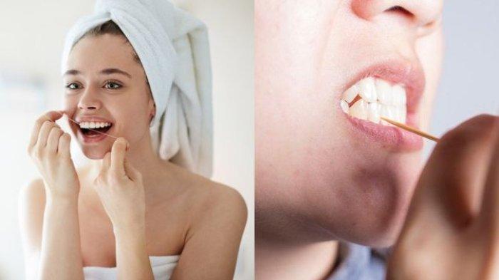 ilustrasi tusuk gigi dan dental floss