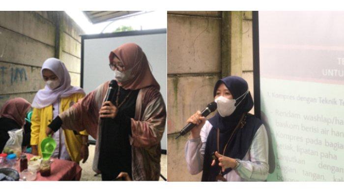 Praktek pembuatan ramuan herbal untuk mengatasi batuk oleh apt. Lia Marliani, M.Si dan pemaparan materi terapi non farmakologi saat anak batuk, pilek dan demam oleh Ns. Vivop Marti Lengga, S.Kep., M.Kep.