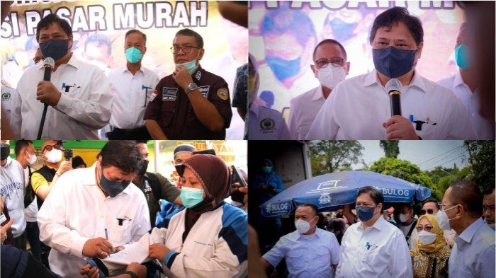 Menteri Koordinator Bidang Perekonomian Airlangga Hartarto telah meninjau pelaksanaan operasi pasar di beberapa daerah