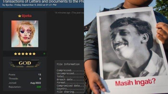 Potongan gambar hacker Bjorka yang membocorkan siapa pembunuh aktivis Munir.