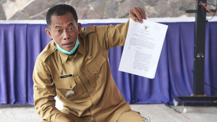 Bupati Subang Ruhimat saat audiensi komunitas ojek online di rumah dinas Bupati Subang, Minggu (25/7/2021)