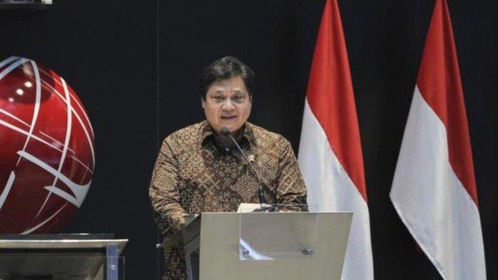 Menko Airlangga dalam acara Penutupan Perdagangan Bursa Efek Indonesia (BEI) Tahun 2021, di Jakarta, Kamis (30/12).