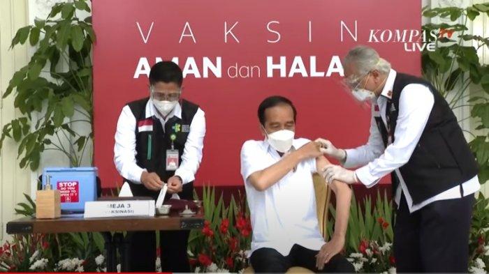 Presiden Jokowi telah menjadi orang pertama di Indonesia yang disuntik vaksin Covid-19, Sinovac di Istana Kepresidenan, Rabu (13/1/2021).