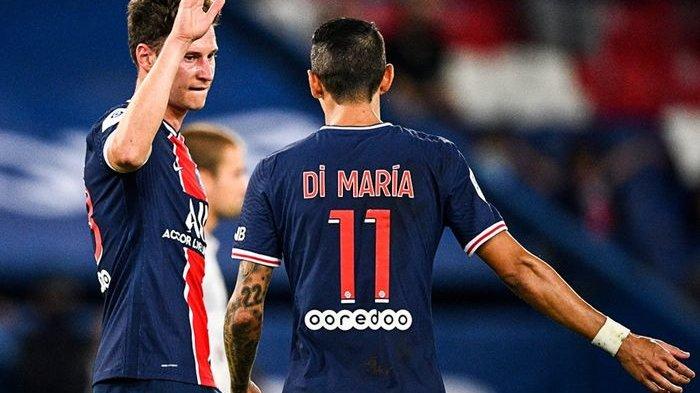 Julian Draxler mendapat sambutan dari Angel Di Maria, usia mencetak gol tunggal kemenangan PSG atas Metz pada laga ppekan ketiga Liga Prancis, Rabu (16/9/2020).
