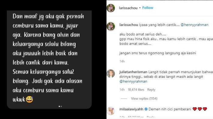 Larissa Chou ungkap sms hinaan dari Henny Rahman