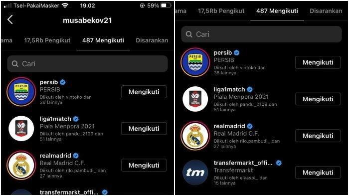 Pemain asal Kyrgyzstan, Farkhat Musabekov sudah mengikuti akun Instagram Persib Bandung dan Liga 1.