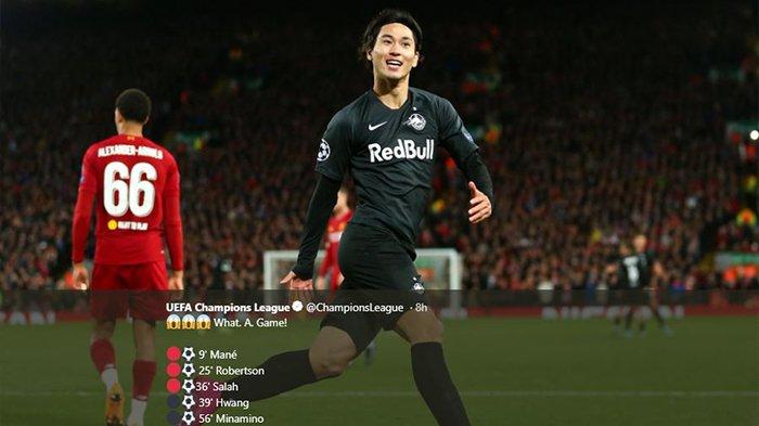 Pemain Salzburg, Takumi Minamino yang terlibat dalam laga drama tujuh gol melawan Liverpool fase grup Liga Champions musim ini.