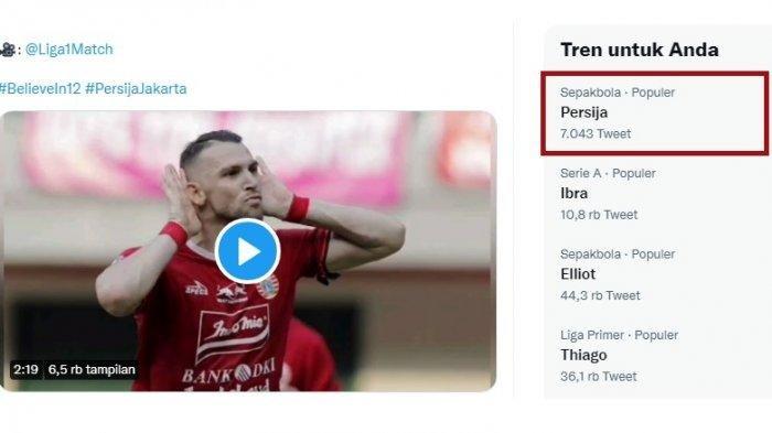 Persija Jakarta trending di Twitter. (Tangkapan layar Twitter)