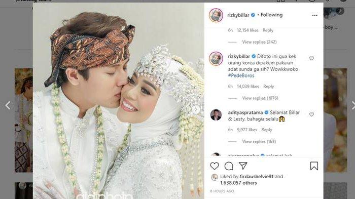 Setelah resmi menjadi suami istri, Rizky Billar mengunggah kata-kata romantis untuk Lesti Kejora.