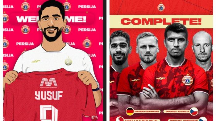Kolase Foto Abdulla Yusuf Helal dan pemain asing Persija Jakarta.