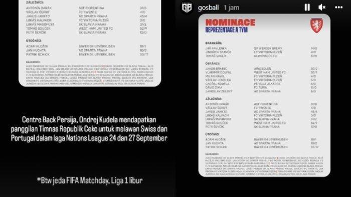 Bek andalan Persija Jakarta, Ondrej Kudela, mendapat panggilan Timnas Ceko untuk laga UEFA Nations League, dan diprediksi akan absen saat Macan Kemayoran bertandang ke markas Persib Bandung di pekan ke-11 Liga 1 2022.